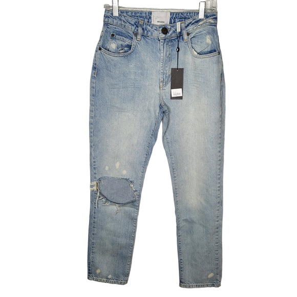 NWT One Teaspoon Womens Sz 26 Awesome Baggies Jeans Denim Distressed Kansas Blue - Picture 1 of 10